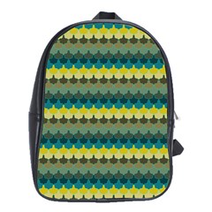 Scallop Pattern Repeat in  New York  Teal, Mustard, Grey and Moss School Bags (XL) 