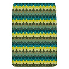 Scallop Pattern Repeat in  New York  Teal, Mustard, Grey and Moss Flap Covers (S) 