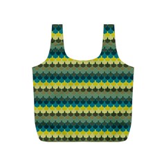 Scallop Pattern Repeat In  new York  Teal, Mustard, Grey And Moss Full Print Recycle Bags (s) 