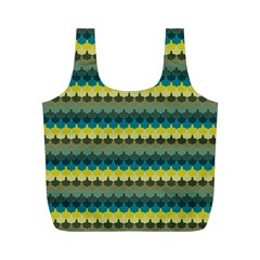 Scallop Pattern Repeat In  new York  Teal, Mustard, Grey And Moss Full Print Recycle Bags (m)  by PaperandFrill