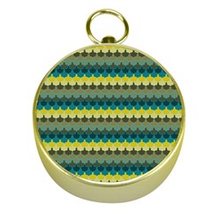 Scallop Pattern Repeat In  new York  Teal, Mustard, Grey And Moss Gold Compasses