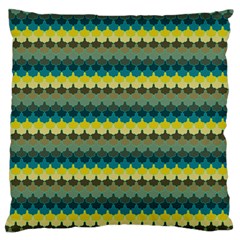 Scallop Pattern Repeat In  new York  Teal, Mustard, Grey And Moss Standard Flano Cushion Cases (one Side)  by PaperandFrill