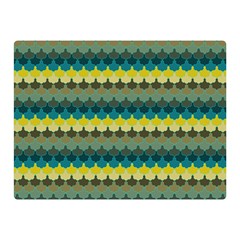 Scallop Pattern Repeat In  new York  Teal, Mustard, Grey And Moss Double Sided Flano Blanket (mini)  by PaperandFrill