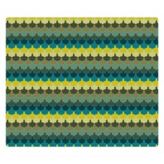 Scallop Pattern Repeat In  new York  Teal, Mustard, Grey And Moss Double Sided Flano Blanket (small)  by PaperandFrill