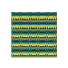 Scallop Pattern Repeat In  new York  Teal, Mustard, Grey And Moss Satin Bandana Scarf