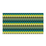 Scallop Pattern Repeat in  New York  Teal, Mustard, Grey and Moss Satin Wrap Front