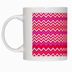 Valentine Pink And Red Wavy Chevron Zigzag Pattern White Mugs by PaperandFrill