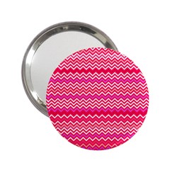 Valentine Pink And Red Wavy Chevron Zigzag Pattern 2 25  Handbag Mirrors by PaperandFrill