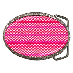 Valentine Pink And Red Wavy Chevron Zigzag Pattern Belt Buckles by PaperandFrill