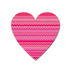 Valentine Pink And Red Wavy Chevron Zigzag Pattern Heart Magnet