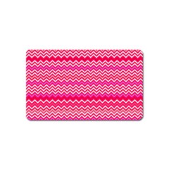 Valentine Pink And Red Wavy Chevron Zigzag Pattern Magnet (name Card)