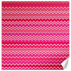 Valentine Pink And Red Wavy Chevron Zigzag Pattern Canvas 16  X 16   by PaperandFrill