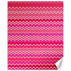 Valentine Pink And Red Wavy Chevron Zigzag Pattern Canvas 11  X 14   by PaperandFrill