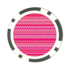 Valentine Pink And Red Wavy Chevron Zigzag Pattern Poker Chip Card Guards (10 Pack)  by PaperandFrill