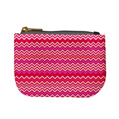 Valentine Pink And Red Wavy Chevron Zigzag Pattern Mini Coin Purses by PaperandFrill