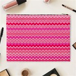 Valentine Pink and Red Wavy Chevron ZigZag Pattern Cosmetic Bag (XL) Back