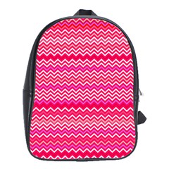 Valentine Pink And Red Wavy Chevron Zigzag Pattern School Bags(large)  by PaperandFrill