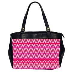 Valentine Pink And Red Wavy Chevron Zigzag Pattern Office Handbags (2 Sides)  by PaperandFrill