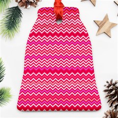 Valentine Pink And Red Wavy Chevron Zigzag Pattern Ornament (bell)  by PaperandFrill