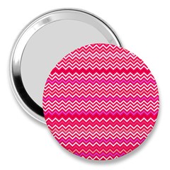 Valentine Pink And Red Wavy Chevron Zigzag Pattern 3  Handbag Mirrors by PaperandFrill