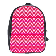 Valentine Pink And Red Wavy Chevron Zigzag Pattern School Bags (xl)  by PaperandFrill