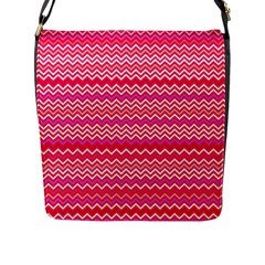 Valentine Pink And Red Wavy Chevron Zigzag Pattern Flap Messenger Bag (l)  by PaperandFrill