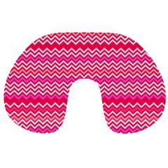 Valentine Pink And Red Wavy Chevron Zigzag Pattern Travel Neck Pillows