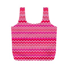 Valentine Pink And Red Wavy Chevron Zigzag Pattern Full Print Recycle Bags (m) 