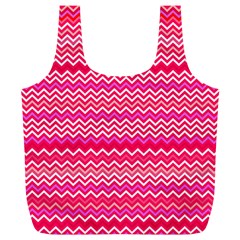 Valentine Pink And Red Wavy Chevron Zigzag Pattern Full Print Recycle Bags (l)  by PaperandFrill