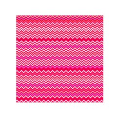 Valentine Pink And Red Wavy Chevron Zigzag Pattern Small Satin Scarf (square)  by PaperandFrill