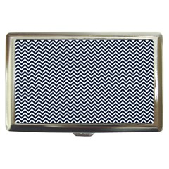 Blue And White Chevron Wavy Zigzag Stripes Cigarette Money Cases