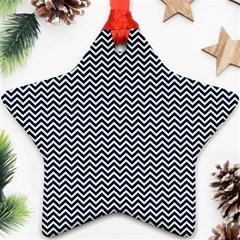 Blue And White Chevron Wavy Zigzag Stripes Star Ornament (two Sides)  by PaperandFrill