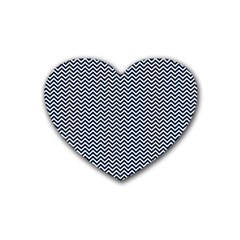 Blue And White Chevron Wavy Zigzag Stripes Heart Coaster (4 Pack) 