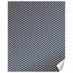 Blue And White Chevron Wavy Zigzag Stripes Canvas 11  X 14   by PaperandFrill