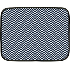 Blue And White Chevron Wavy Zigzag Stripes Double Sided Fleece Blanket (mini) 