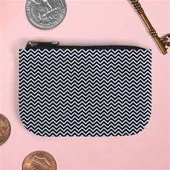 Blue And White Chevron Wavy Zigzag Stripes Mini Coin Purses by PaperandFrill