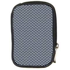 Blue And White Chevron Wavy Zigzag Stripes Compact Camera Cases by PaperandFrill