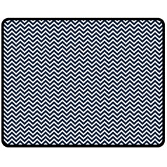 Blue And White Chevron Wavy Zigzag Stripes Fleece Blanket (medium)  by PaperandFrill