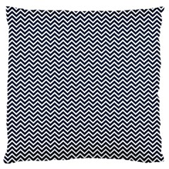 Blue And White Chevron Wavy Zigzag Stripes Large Cushion Cases (two Sides)  by PaperandFrill