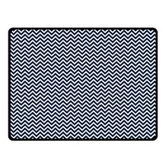 Blue And White Chevron Wavy Zigzag Stripes Double Sided Fleece Blanket (small) 