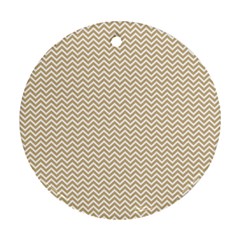 Gold And White Chevron Wavy Zigzag Stripes Ornament (round)  by PaperandFrill