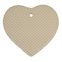 Gold And White Chevron Wavy Zigzag Stripes Ornament (heart)  by PaperandFrill