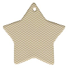 Gold And White Chevron Wavy Zigzag Stripes Ornament (star)  by PaperandFrill