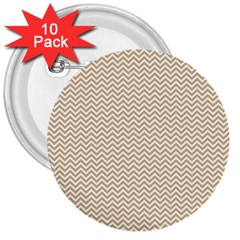 Gold And White Chevron Wavy Zigzag Stripes 3  Buttons (10 Pack)  by PaperandFrill