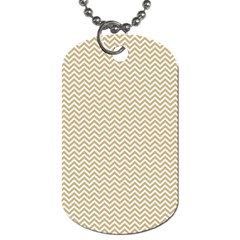 Gold And White Chevron Wavy Zigzag Stripes Dog Tag (one Side) by PaperandFrill