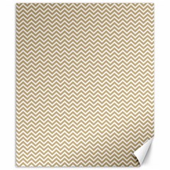 Gold And White Chevron Wavy Zigzag Stripes Canvas 8  X 10  by PaperandFrill