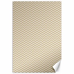 Gold And White Chevron Wavy Zigzag Stripes Canvas 12  X 18   by PaperandFrill