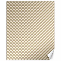 Gold And White Chevron Wavy Zigzag Stripes Canvas 16  X 20   by PaperandFrill