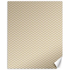 Gold And White Chevron Wavy Zigzag Stripes Canvas 11  X 14   by PaperandFrill