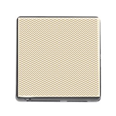 Gold And White Chevron Wavy Zigzag Stripes Memory Card Reader (square)